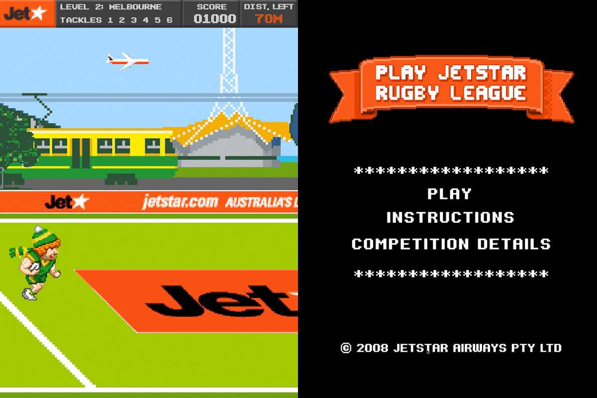 Jetstar Rugby League: Flash game and campaign