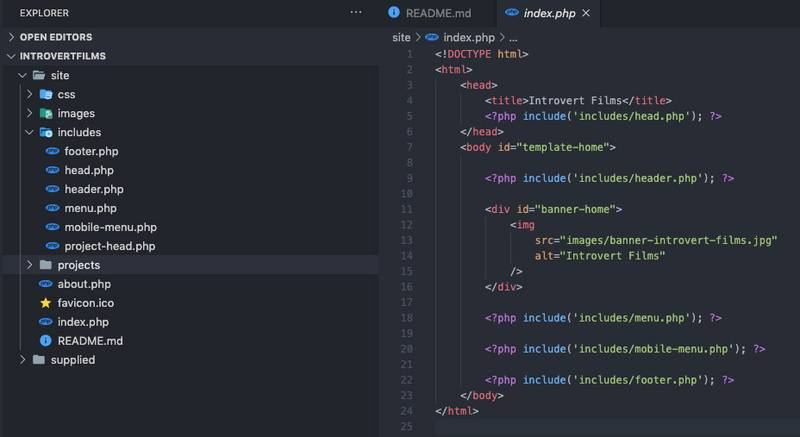 The basic HTML and CSS structure